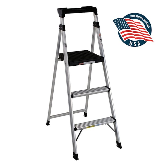 Cosco 3 Steps Lite Solutions Ladder - 6 - Premium brand, sturdy construction, adjustable steps, black grip, metal frame