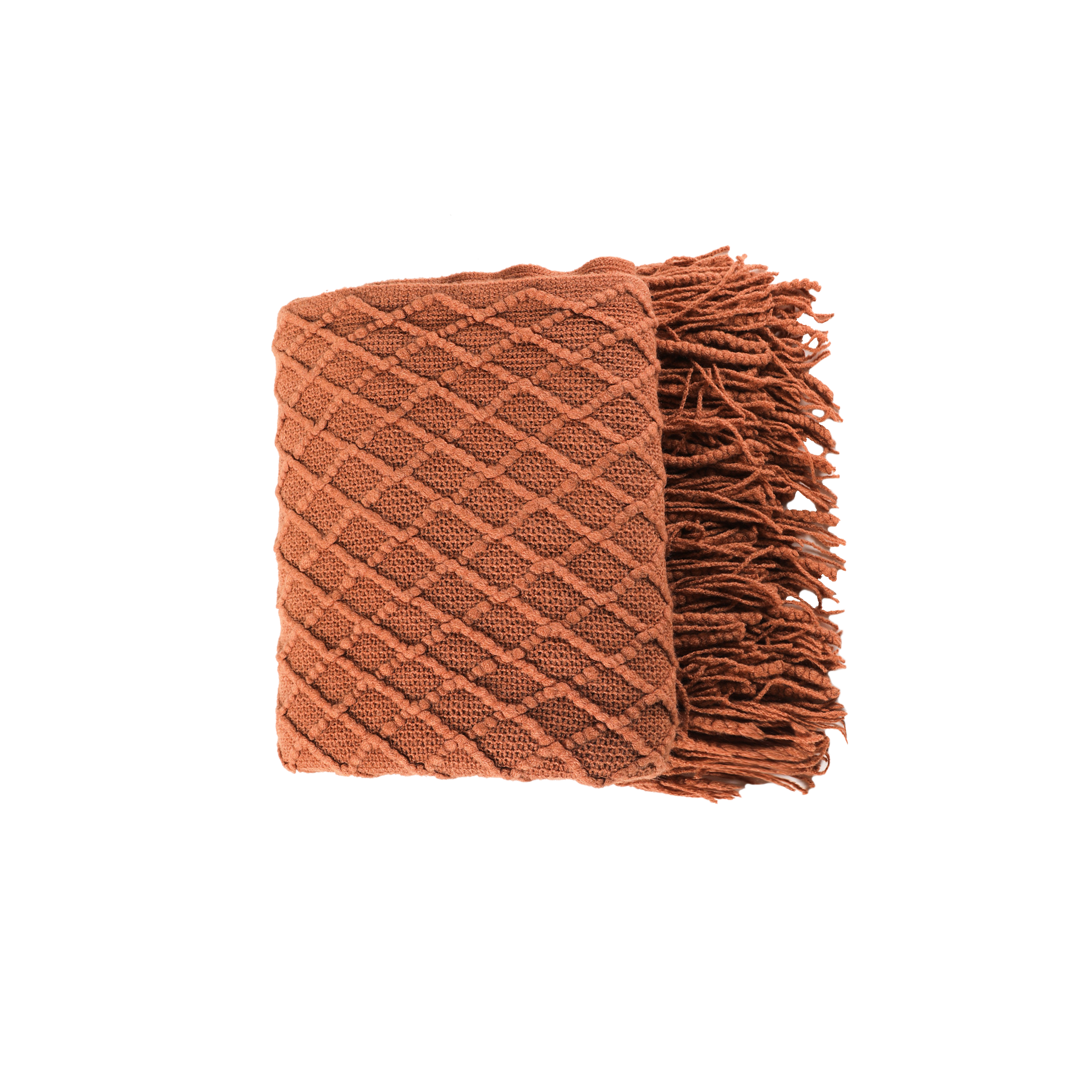 Hanako Knitted Throw - Burnt Orange