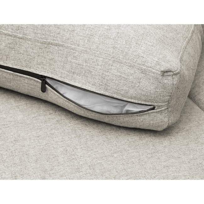 Mia L-Shaped Storage Sofa Bed - Ecru - 11 - Grey fabric couch cushion zipper, minimalist design, soft texture, comfortable