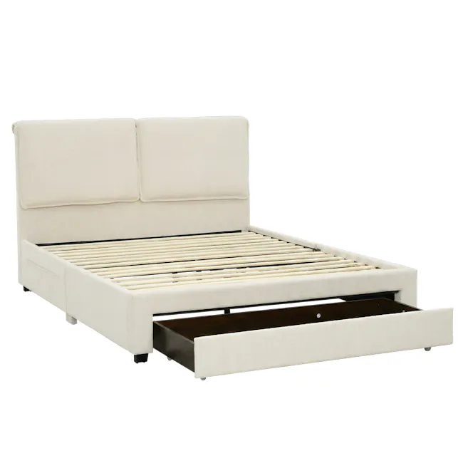 Delcie Drawer Queen Bed - Cream - 7