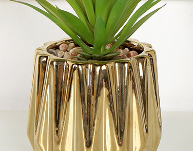 Faux Agave in Gold Planter, Botanicals by HipVan HipVan