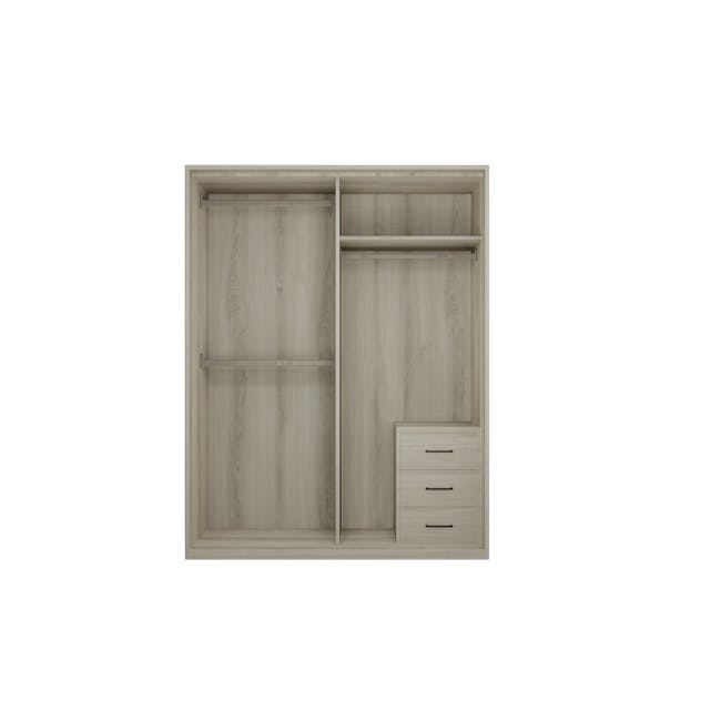 Lorren Sliding Door Wardrobe 3 - Matte White, White Oak - 1