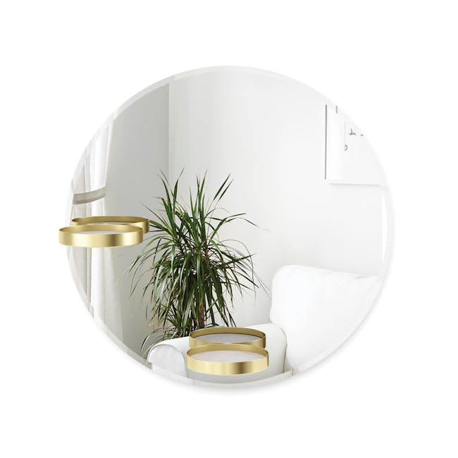 Perch Round Mirror with Shelf 60 cm - Brass - 5