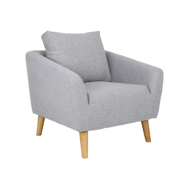 Hana 2 Seater Sofa with Hana Armchair - Light Grey - 11 - Grey upholstered armchair, light grey fabric, wooden legs, modern