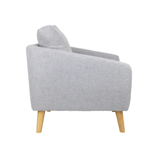 Hana 2 Seater Sofa with Hana Armchair - Light Grey - 12 - Light gray upholstered chair, light wooden legs, textured fabric