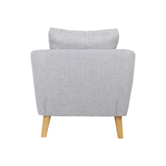 Hana 2 Seater Sofa with Hana Armchair - Light Grey - 13 - Grey upholstered chair with textured fabric, wooden legs, modern