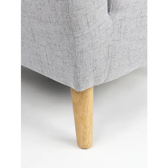 Hana 2 Seater Sofa with Hana Armchair - Light Grey - 16 - Light gray fabric, wooden leg, rustic charm, natural wood grain