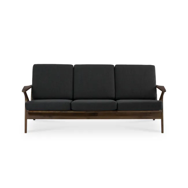 Aston 3 Seater Sofa - Seal - 1 - Modern upholstered sectional sofa, dark gray fabric, wooden frame, minimalist design