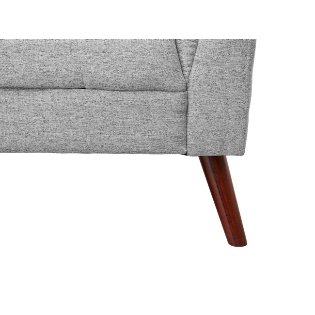 Stanley 3 Seater Sofa - Siberian Grey - 10 - Gray textured fabric sofa, close-up view, cushioned armrest, wooden frame