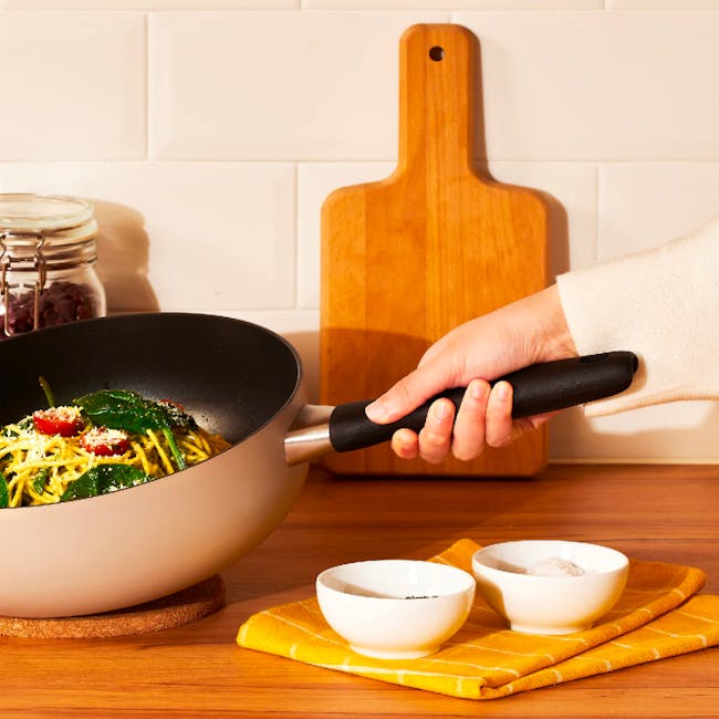 Meyer Bauhaus Warm Grey Nonstick 26cm Open Chef's Pan with Helping Handle - 1
