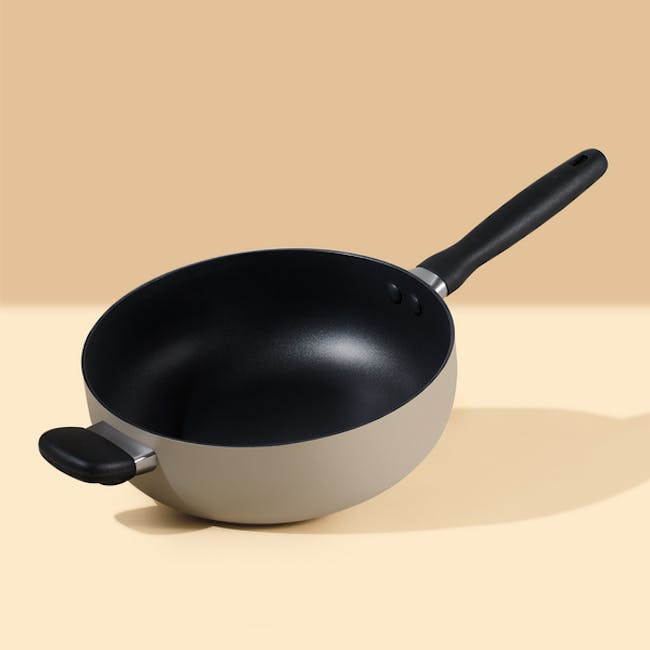 Meyer Bauhaus Warm Grey Nonstick 26cm Open Chef's Pan with Helping Handle - 3