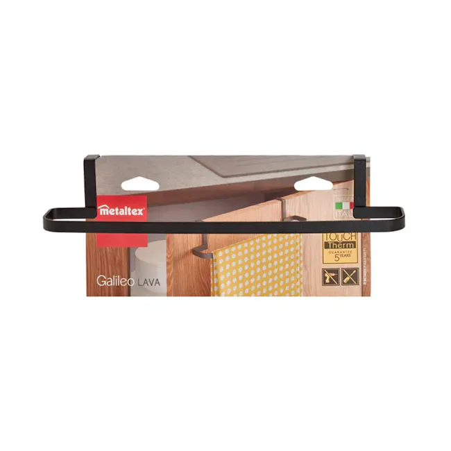 Metaltex Kitchen Cloth Holder - Black - 2 - Galileo Lava metal texture, durable metal bracket, high-quality construction