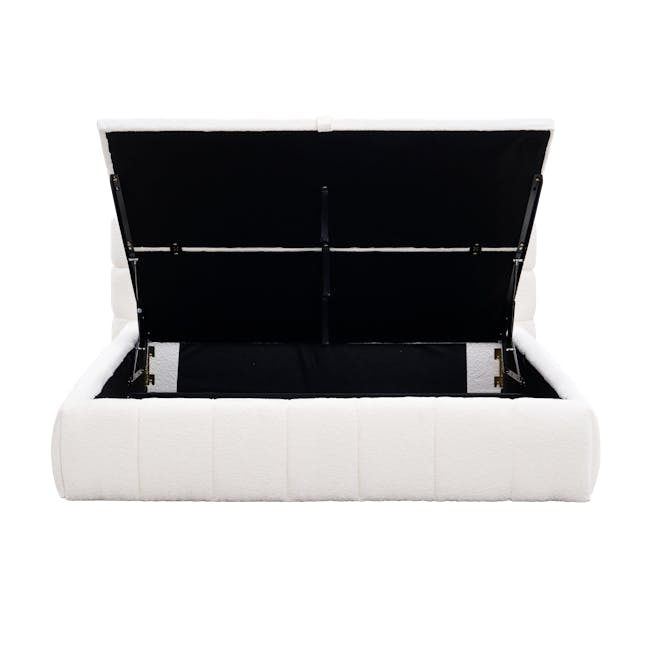 Aubrielle Storage King Bed - White Boucle - 8