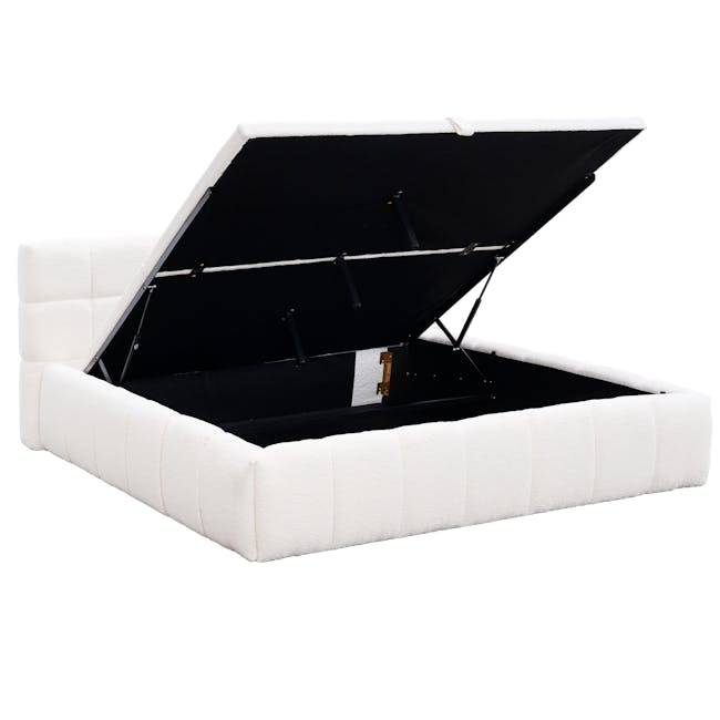 Aubrielle Storage King Bed - White Boucle - 10