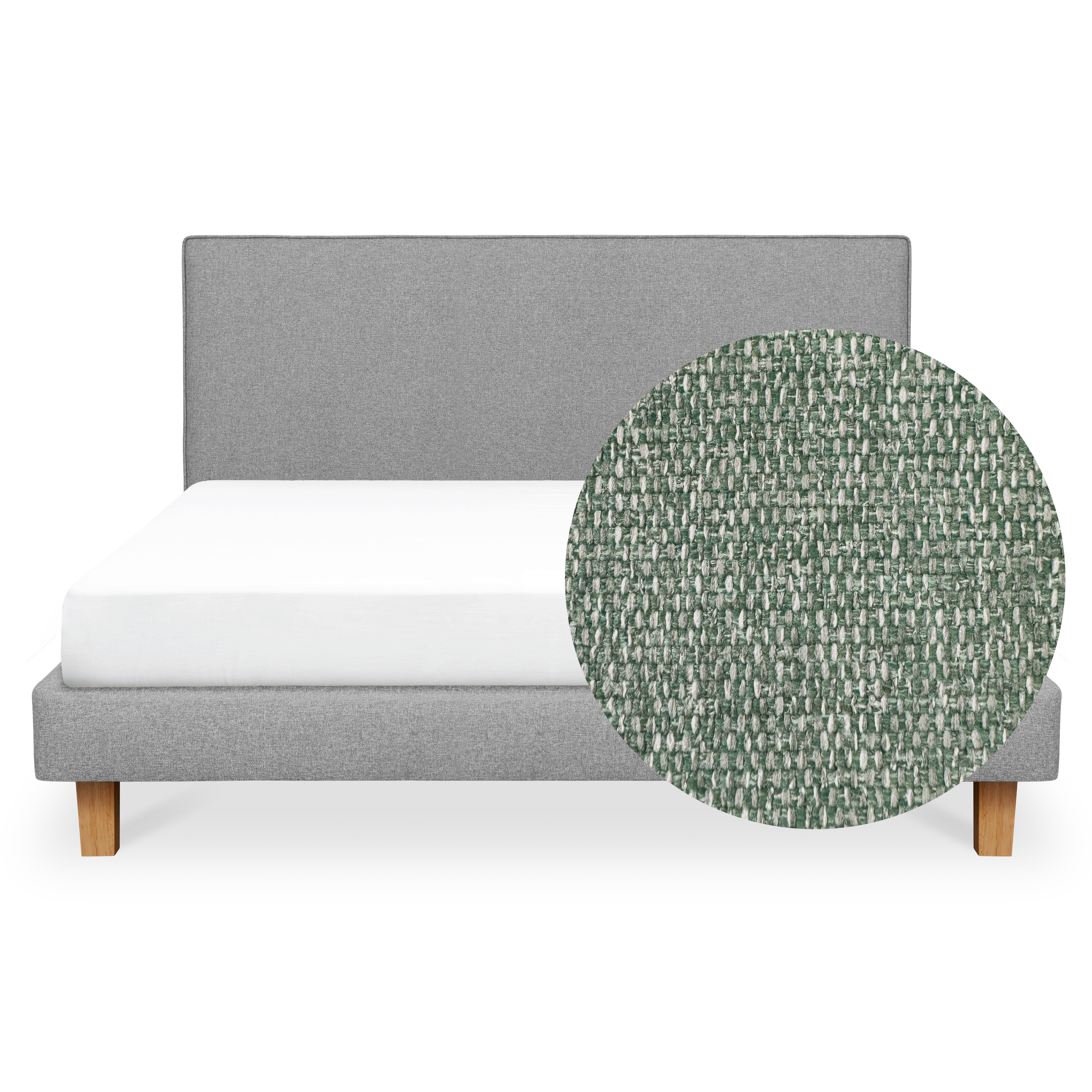 ESSENTIALS King Headboard Divan Bed - Forest (Eco Clean Fabric)