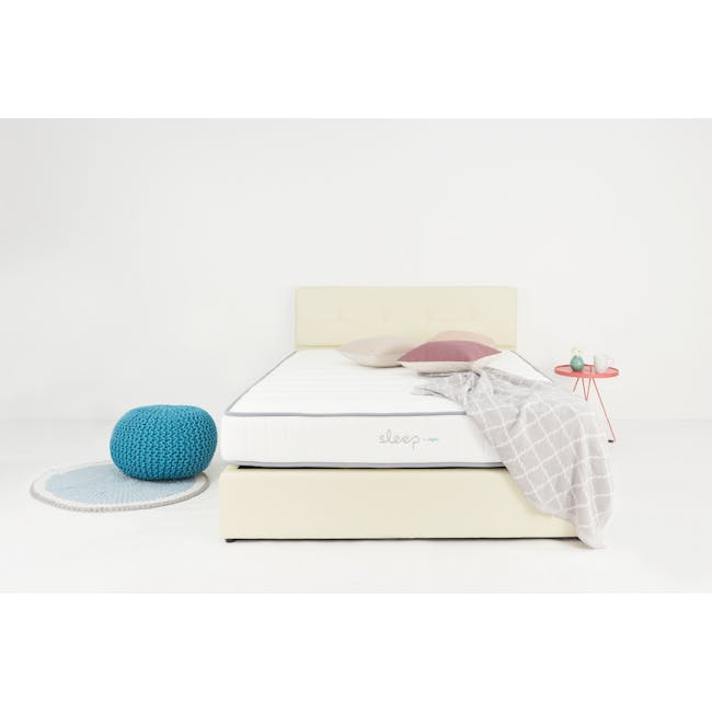 ESSENTIALS Single Headboard Box Bed - Khaki (Fabric) - 10