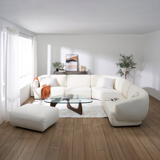 Nomi Corner Unit - White Boucle (Eco Clean Fabric) - 15