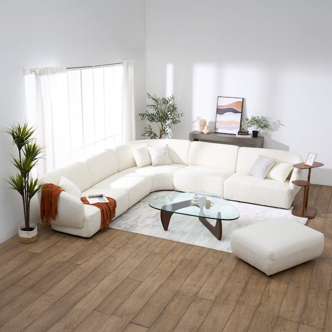 Nomi Corner Unit - White Boucle (Eco Clean Fabric) - 12