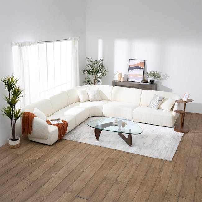 Nomi Corner Unit - White Boucle (Eco Clean Fabric) - 11