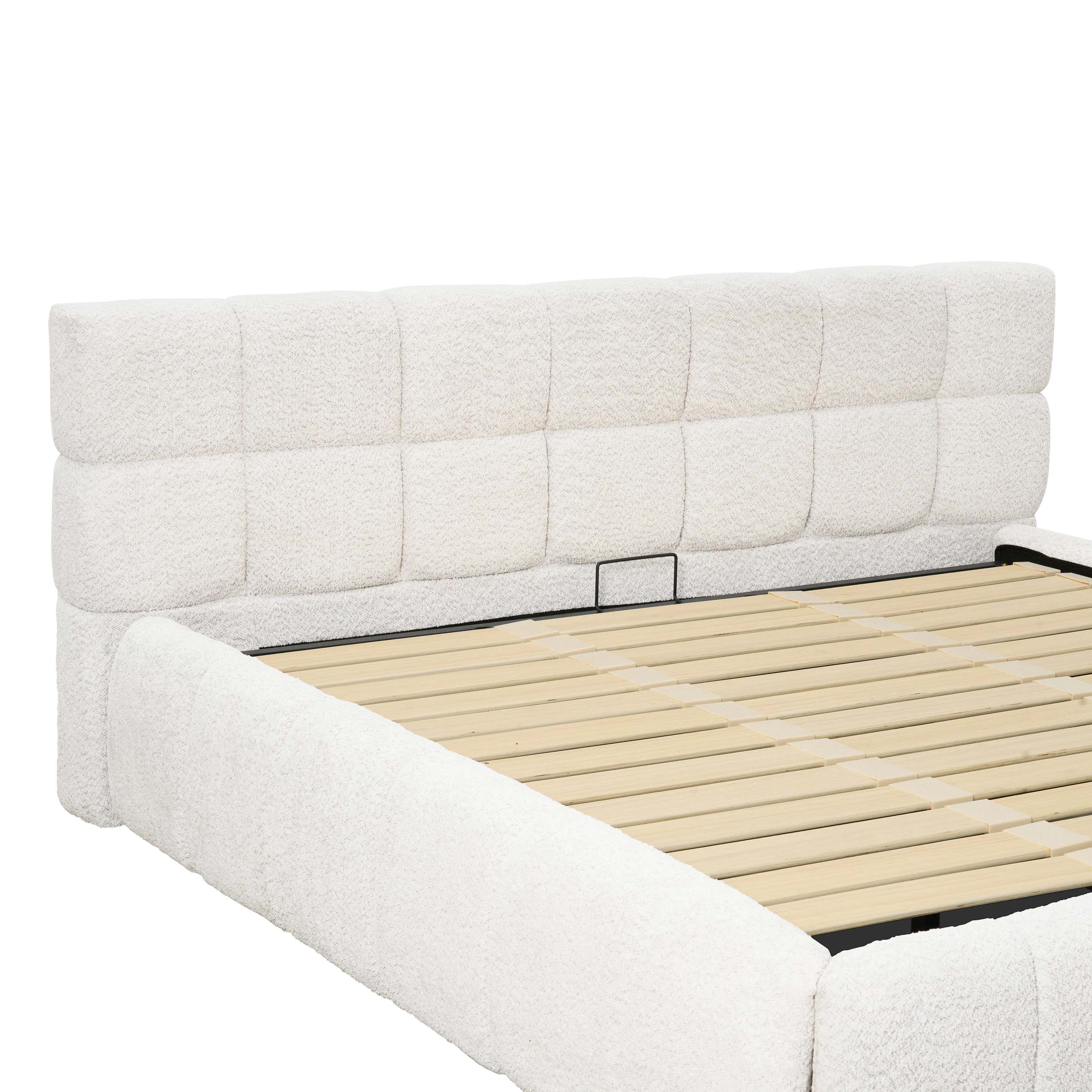 Aubrielle Storage Queen Bed - White Boucle - 9