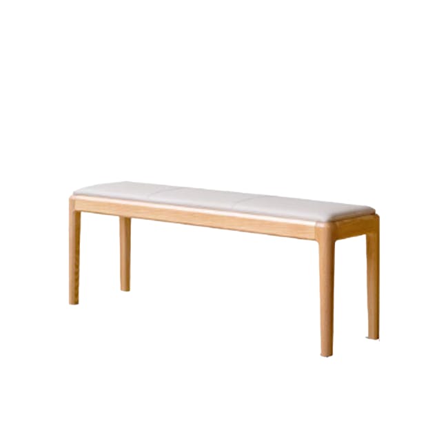 Frank Bench 1.4m - Grey (Faux Leather) - 1 - Wooden bench, minimalist design, light wood finish, rectangular shape, 140 cm