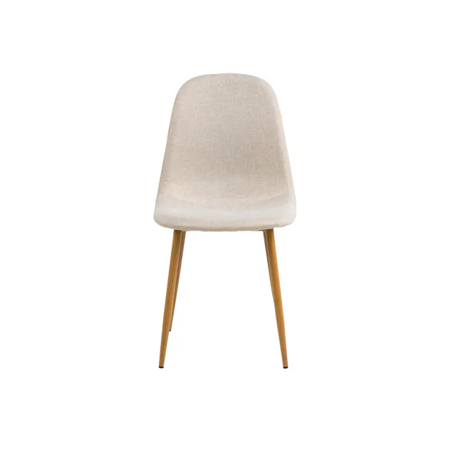 Fynn Dining Chair - Oak, Wheat Beige - 2 - Modern minimalist chair, light beige upholstery, wooden legs, simple design