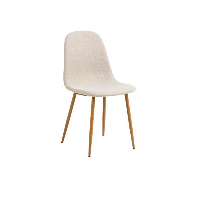 Fynn Dining Chair - Oak, Wheat Beige - 1 - Modern minimalist chair, light beige upholstery, wooden legs, clean lines design