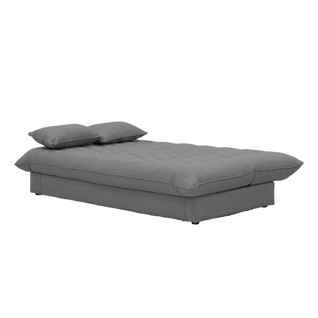 Tessa L-Shaped Storage Sofa Bed - Pewter Grey (Eco Clean Fabric) - 17 - Modern upholstered sofa, gray fabric, tufted design