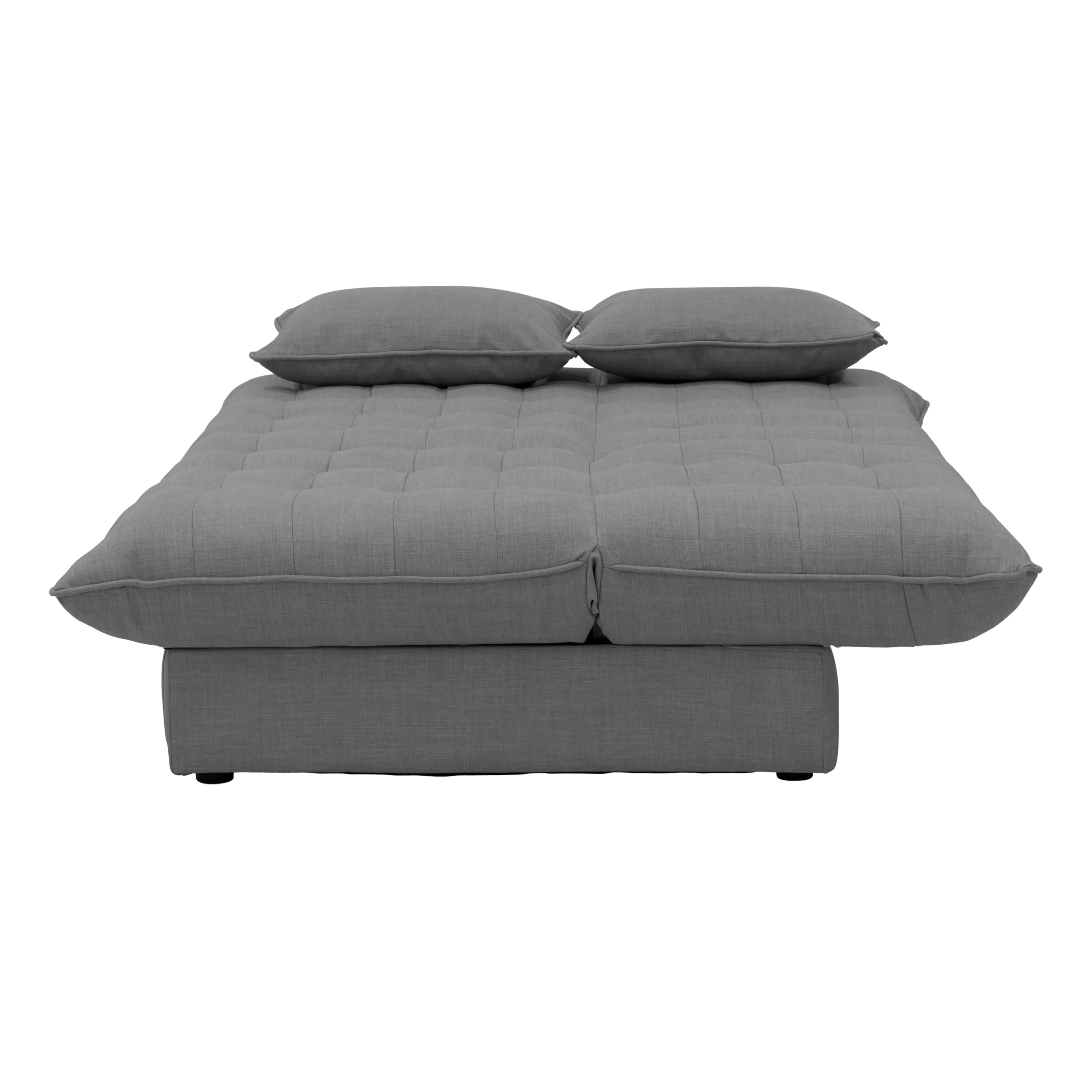 Tessa L-Shaped Storage Sofa Bed - Pewter Grey (Eco Clean Fabric) - 19 - Modern gray sofa with tufted cushions, sleek design
