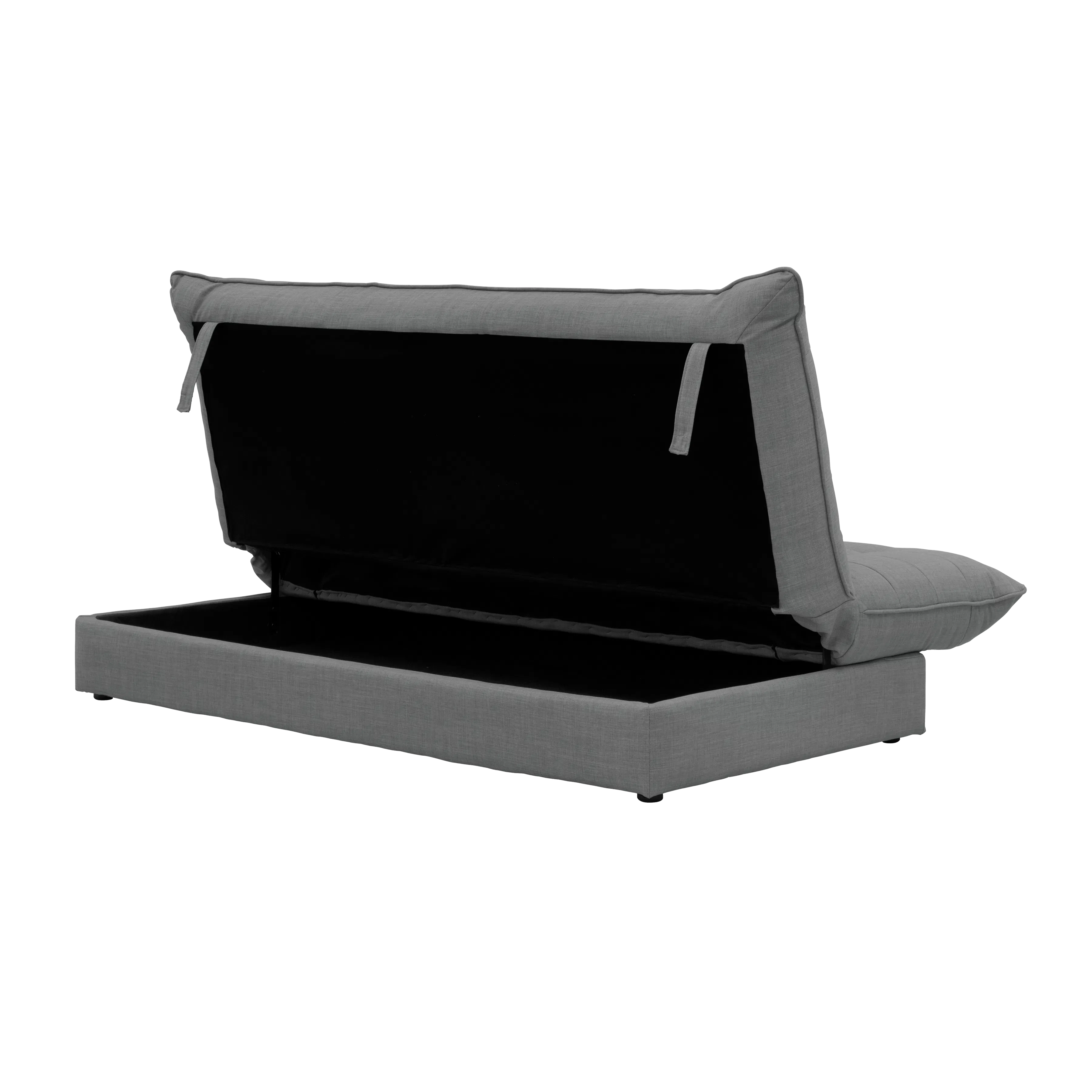 Tessa L-Shaped Storage Sofa Bed - Pewter Grey (Eco Clean Fabric) - 20 - Modern gray sofa with black interior, sleek design
