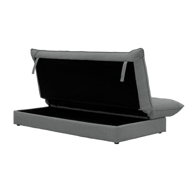 Tessa L-Shaped Storage Sofa Bed - Pewter Grey (Eco Clean Fabric) - 20 - Modern gray sofa with black interior, sleek design