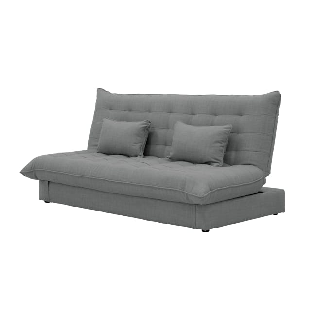 Tessa L-Shaped Storage Sofa Bed - Pewter Grey (Eco Clean Fabric) - 22 - Modern tufted gray sofa, minimalist design