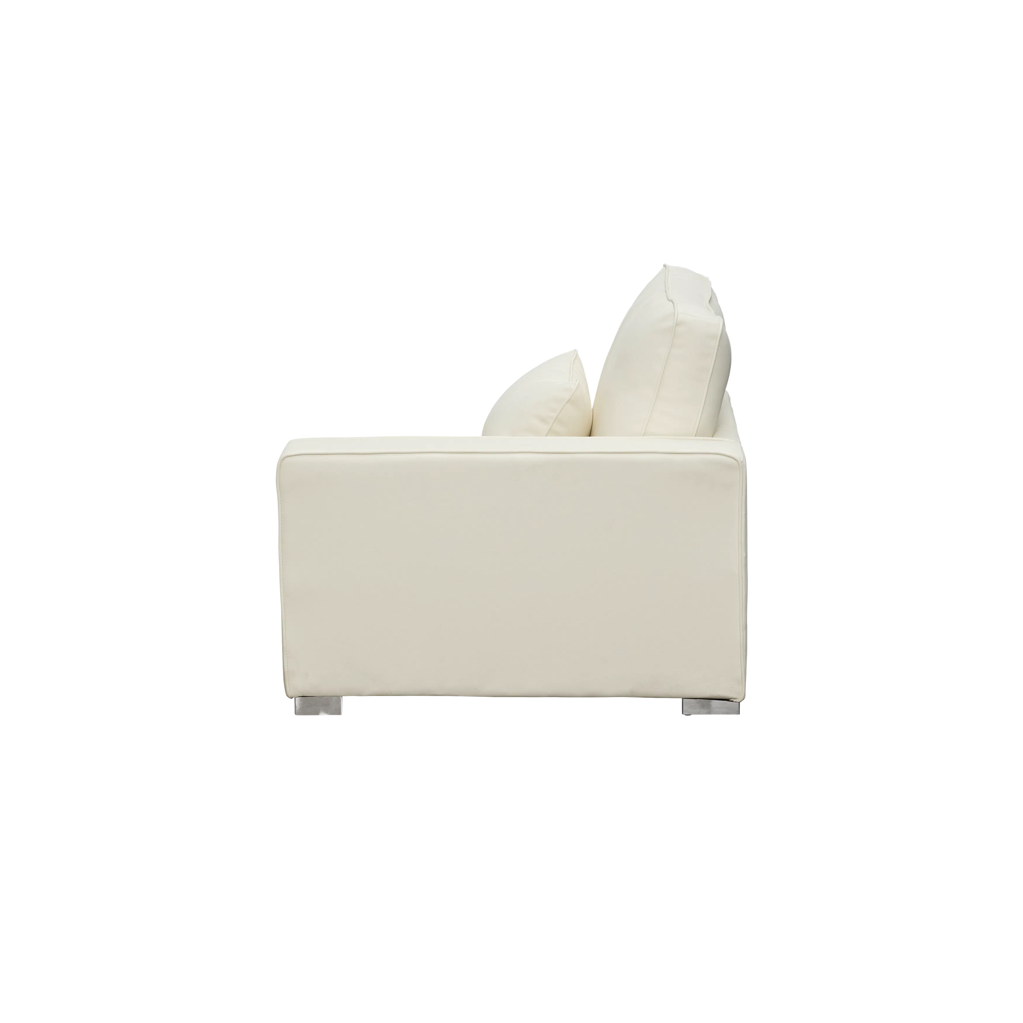 Paris 3 Seater Sofa with Ottoman - Ivory (Faux Leather) - 16