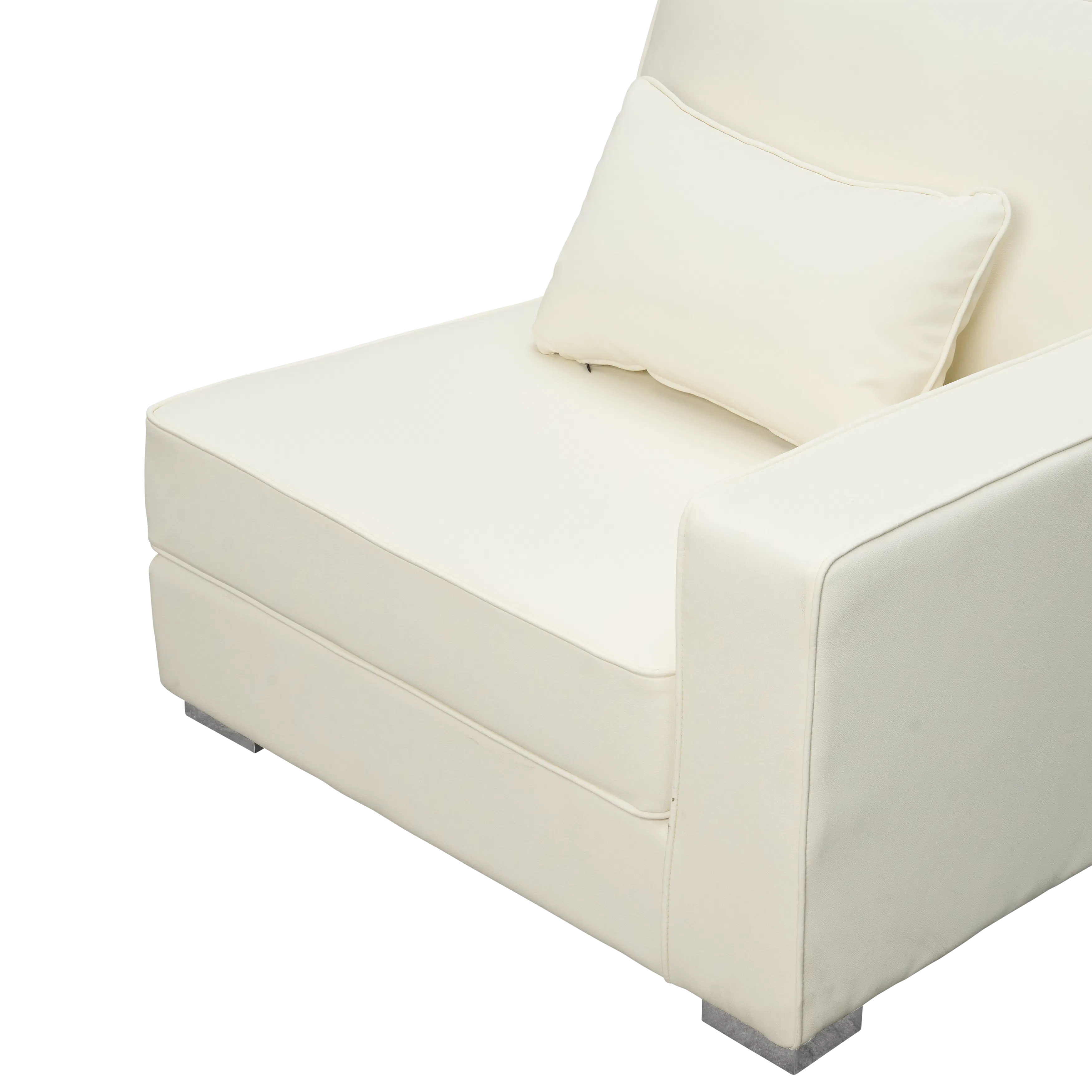 Paris 3 Seater Sofa with Ottoman - Ivory (Faux Leather) - 19