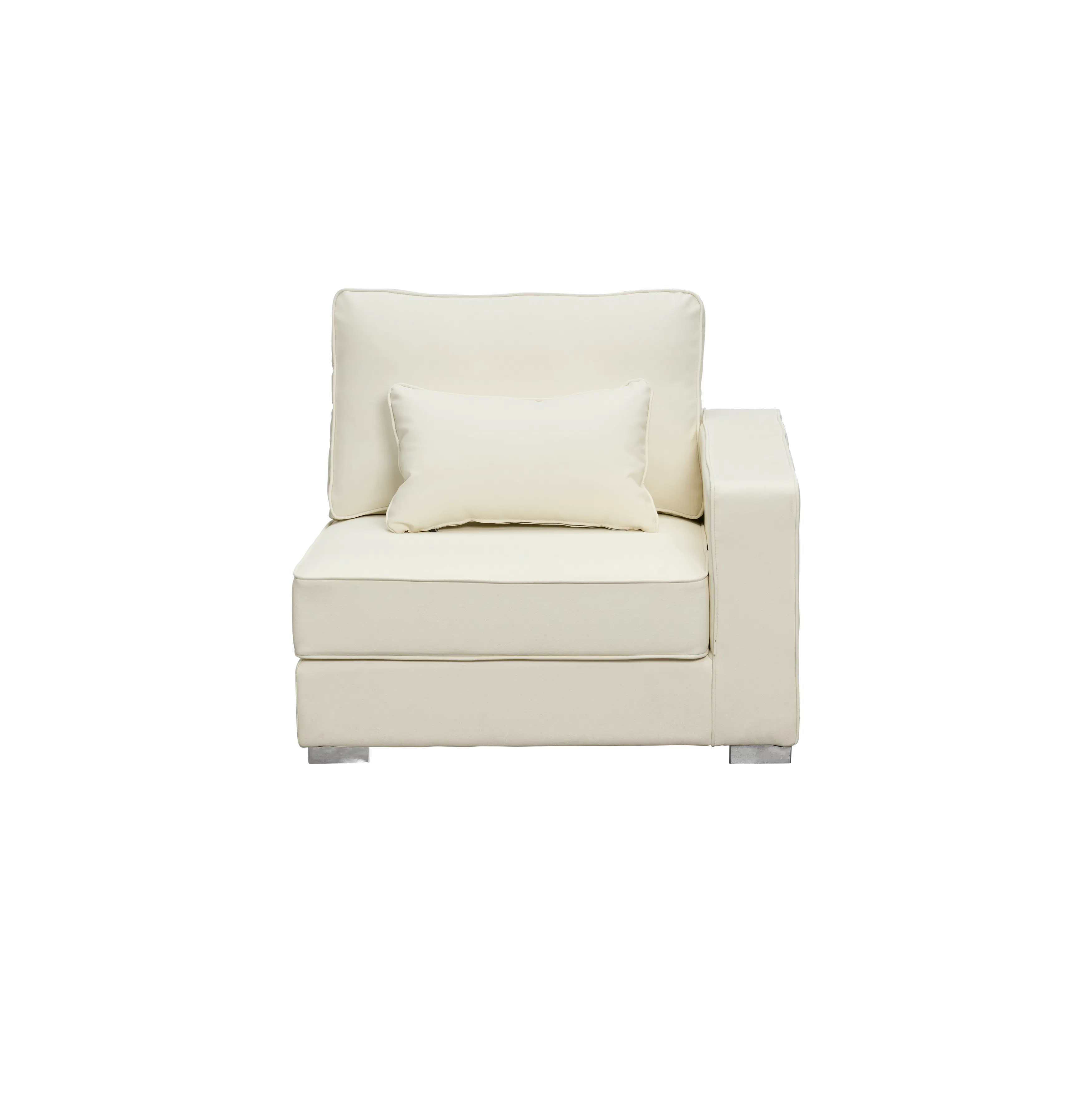 Paris 3 Seater Sofa with Ottoman - Ivory (Faux Leather) - 18
