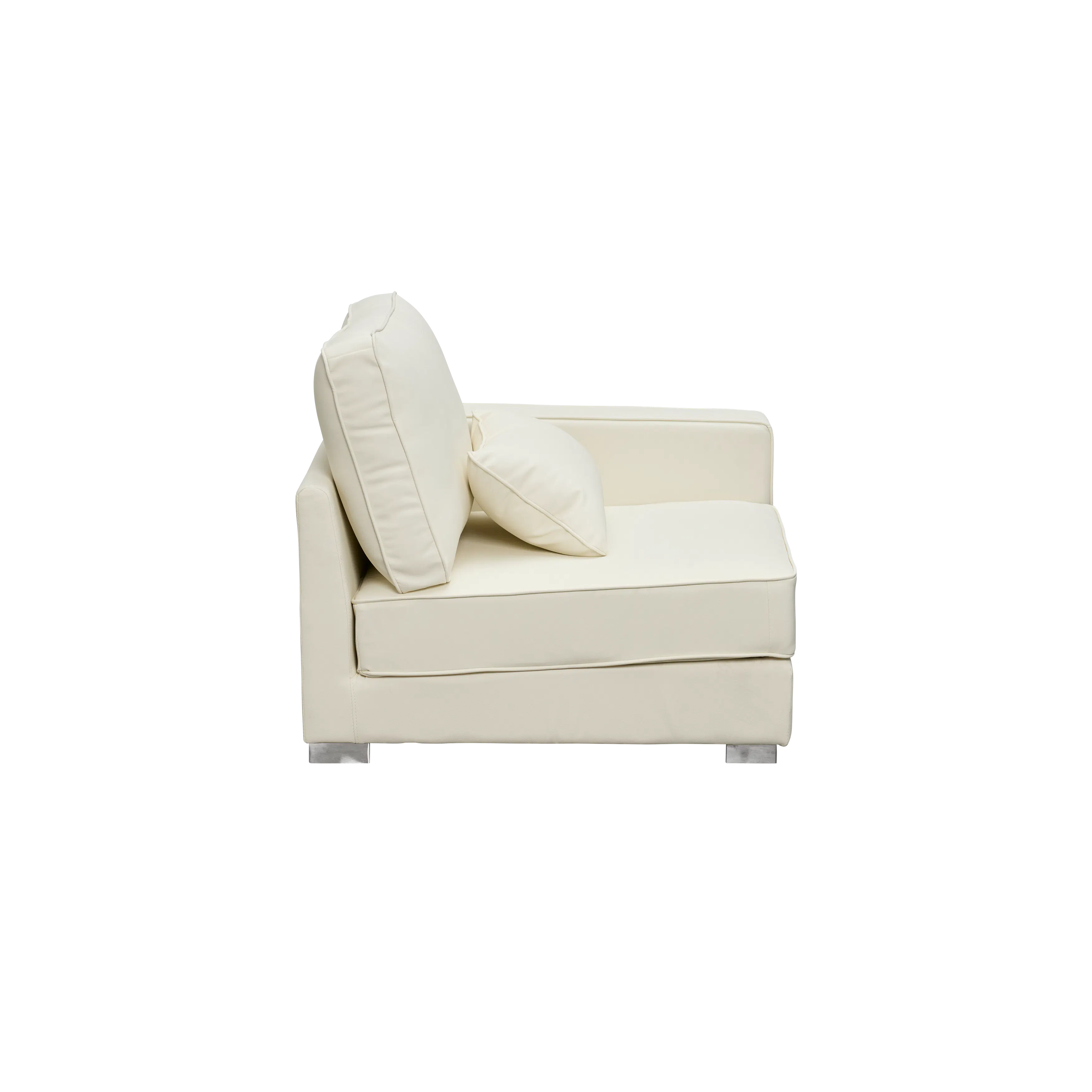 Paris 3 Seater Sofa with Ottoman - Ivory (Faux Leather) - 21