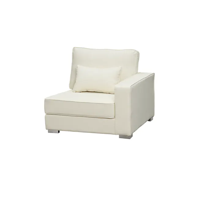 Paris 3 Seater Sofa with Ottoman - Ivory (Faux Leather) - 23