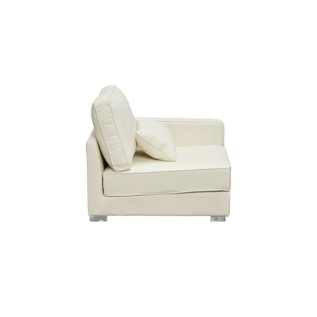 Paris 3 Seater Sofa with Ottoman - Ivory (Faux Leather) - 24