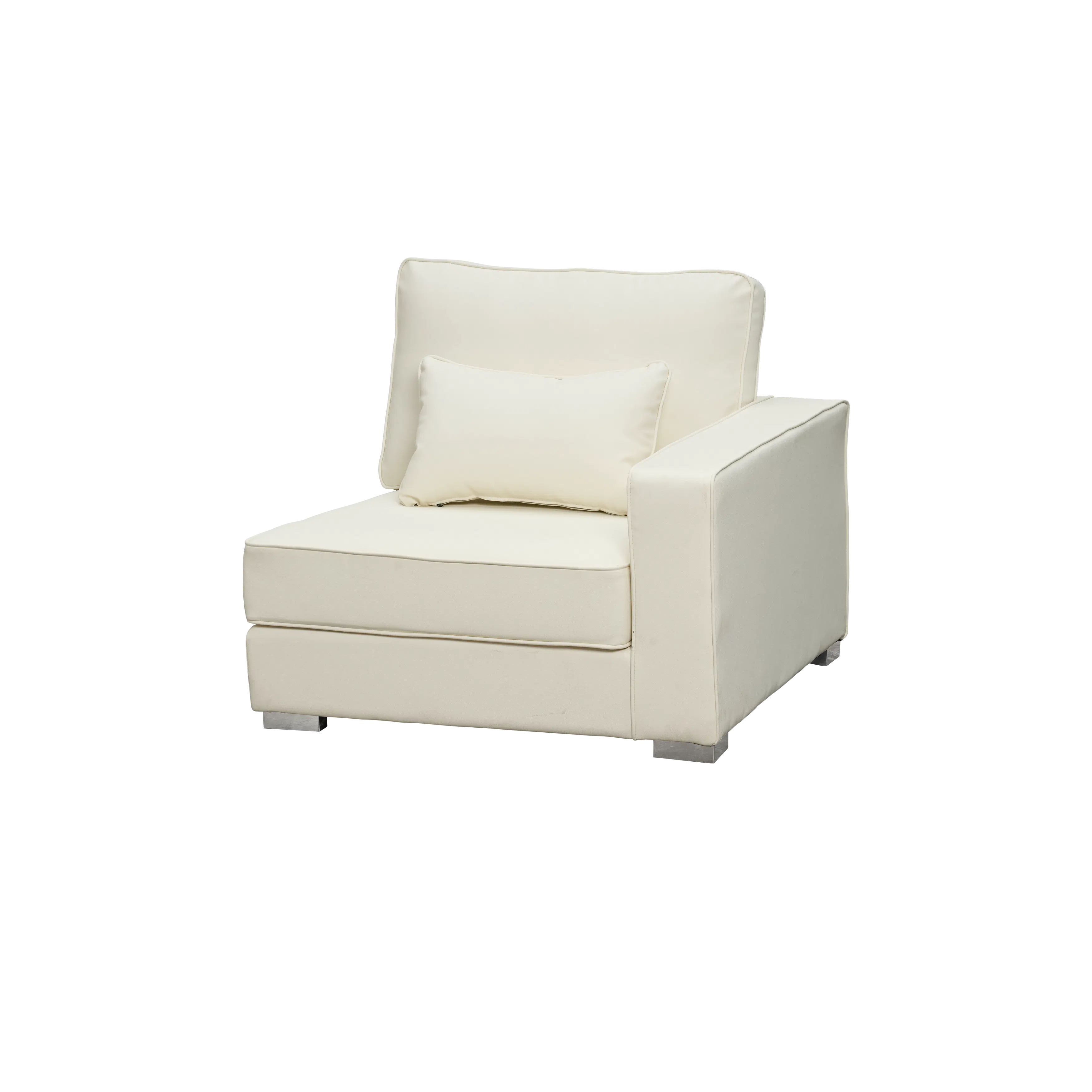 Paris 3 Seater Sofa with Ottoman - Ivory (Faux Leather) - 26