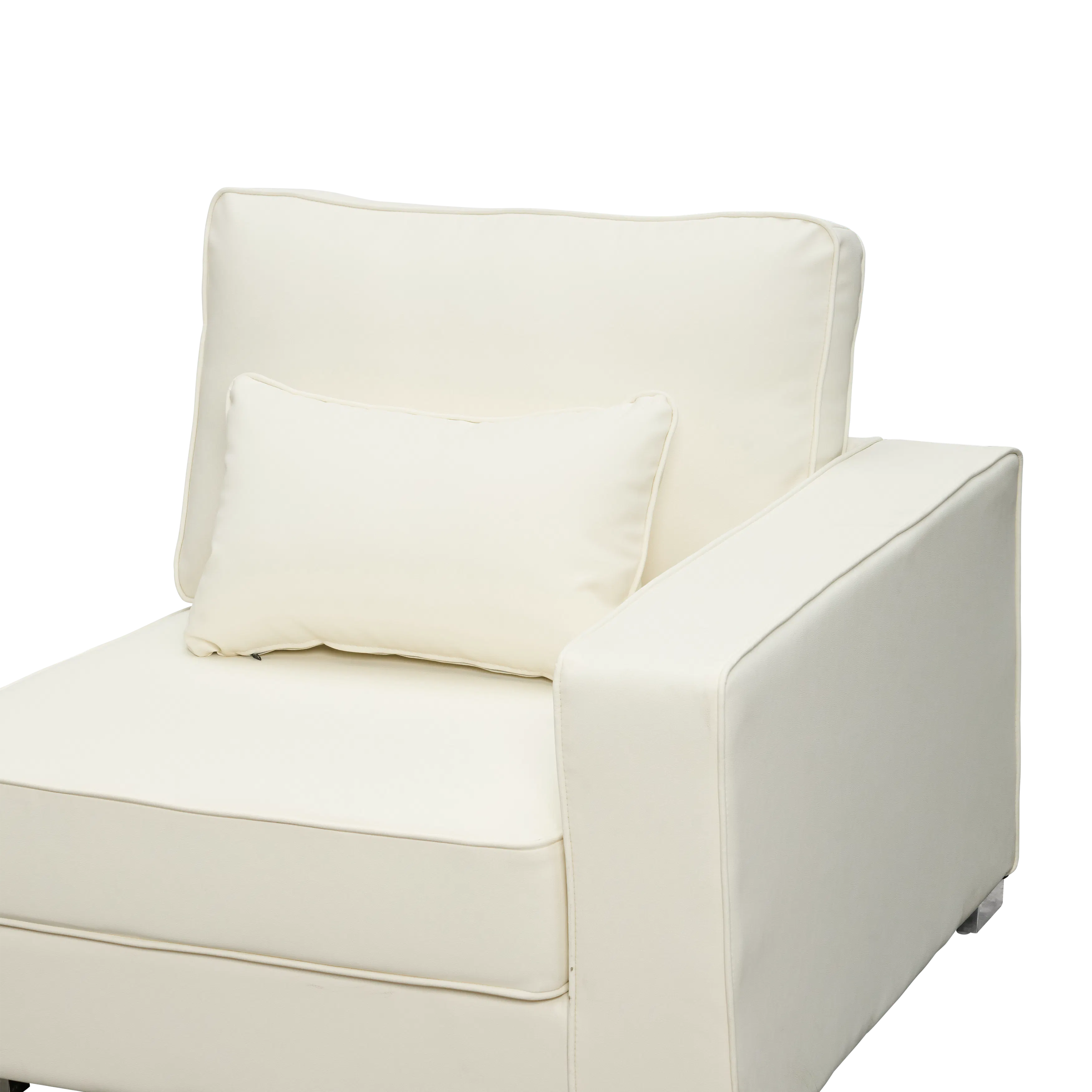 Paris 3 Seater Sofa with Ottoman - Ivory (Faux Leather) - 29