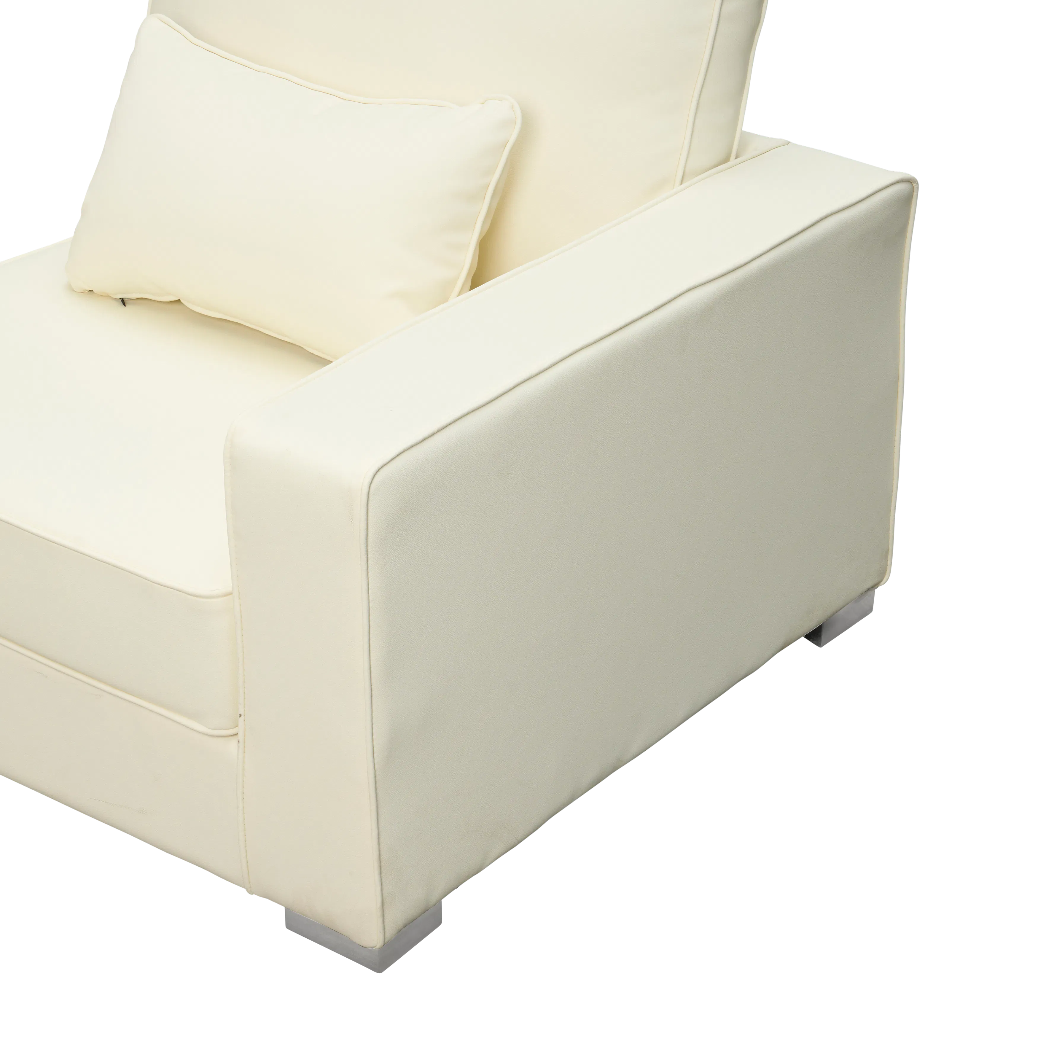Paris 3 Seater Sofa with Ottoman - Ivory (Faux Leather) - 32