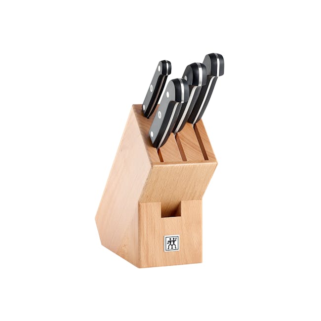 Zwilling Gourmet 5pc Knife Block Set - Paring, Chef, Chinese Chef, Meat Cleaver & Wooden Block - 0