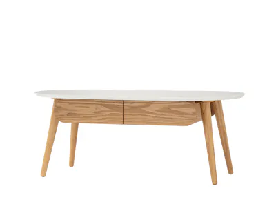 (As-is) Ora Twin Drawer Coffee Table 1.2m - Natural, White - 1