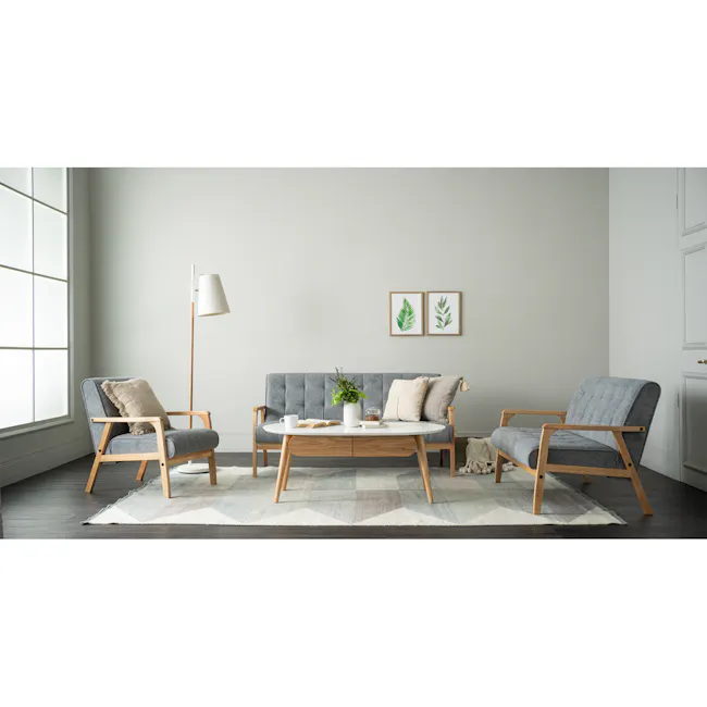 (As-is) Ora Twin Drawer Coffee Table 1.2m - Natural, White - 1 - 3