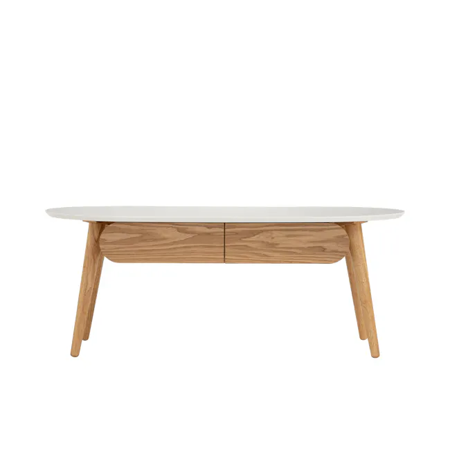 (As-is) Ora Twin Drawer Coffee Table 1.2m - Natural, White - 1 - 9