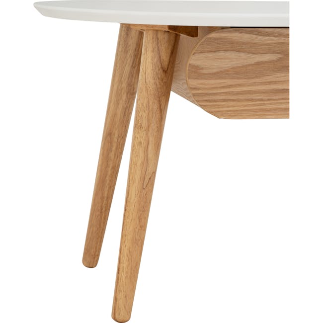 Ora Twin Drawer Coffee Table 1.2m - Natural, White - 6 - Wooden legs, natural wood finish, minimalist design, elegant table