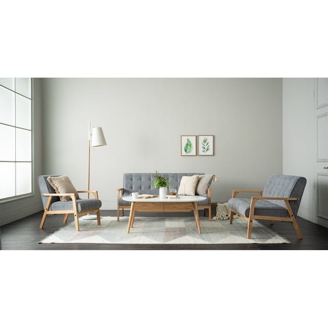 Ora Twin Drawer Coffee Table 1.2m - Natural, White - 2 - Modern minimalist living room, cozy seating area, light gray walls