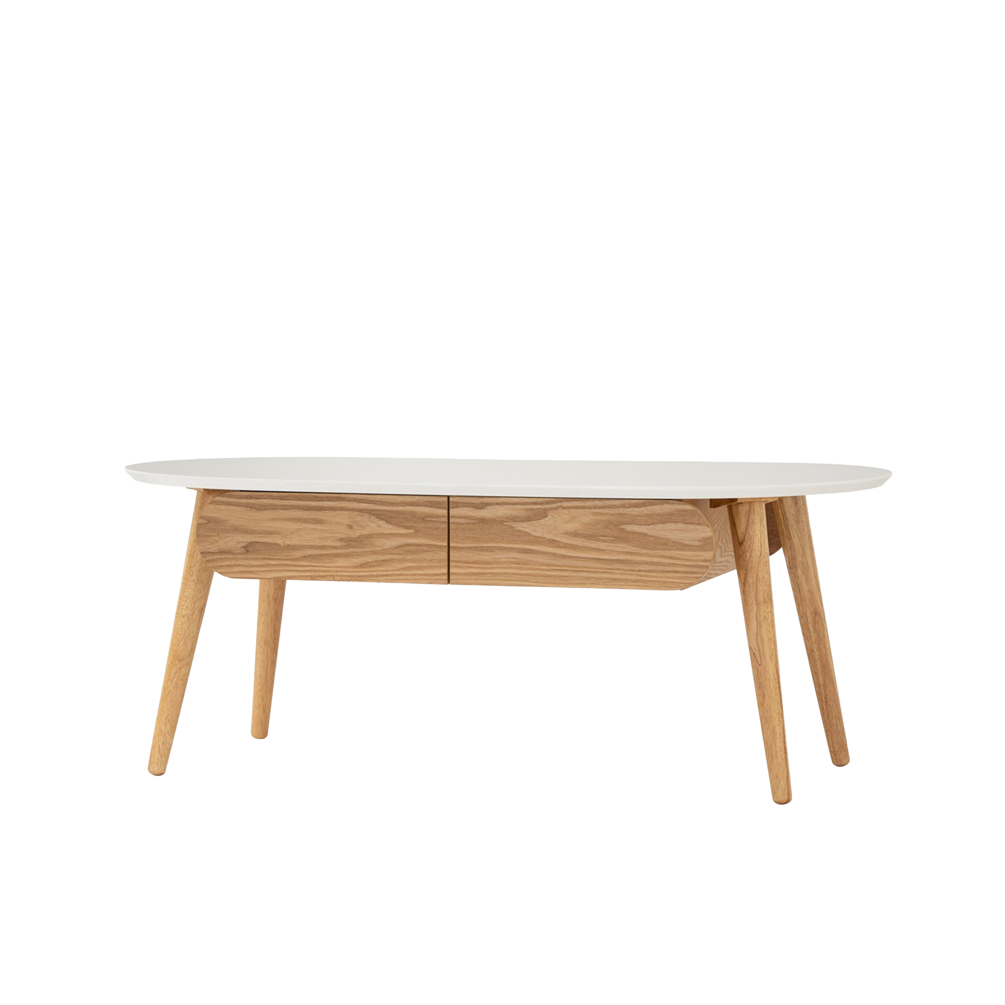 Ora Twin Drawer Coffee Table 1.2m - Natural, White