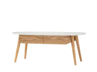 Ora Twin Drawer Coffee Table 1.2m - Natural, White