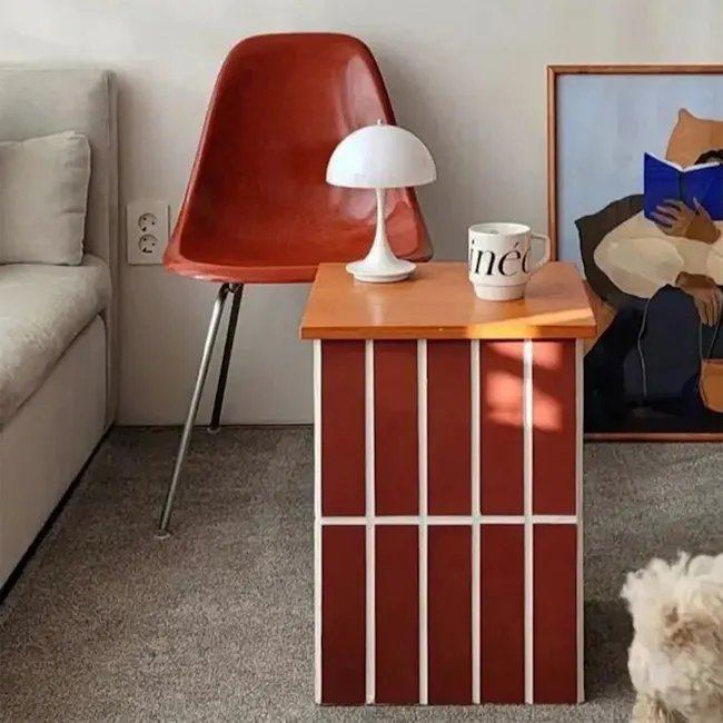 Bridgette Storage Side Table - Brick Red - 5